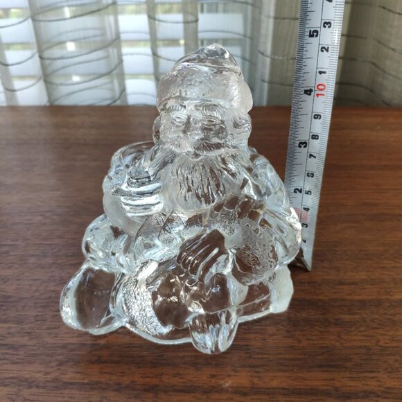 Glass Sitting Santa with Gifts Vintage Candlestick Holder 6" - Picture 8 of 8